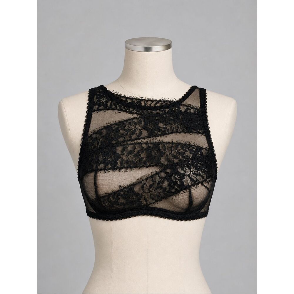 NWT Agent Provocateur Angelica Black Lace Sheer Bra Size 3